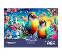 Parrot Love Jigsaw Puzzles Puzzles for Adults Kids. 1000 Piece Parrot in Rainbow Jungle Impossible Challenge Toy Educational Games Home Decoration for Adults& Kids Age 14 Years Up 52x38cm/1000pcs