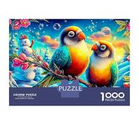 Parrot Love Jigsaws 1000 Piece Puzzle Bird in Psychedelic Floral Art Impossible Fit Together Perfectly Wall Decor for Adults And Kids 38x26cm/1000pcs