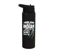 Parrot Lover Birdkeeping Work Hard Indian Ringneck Parakeet Stainless Steel Insulated Water Bottle