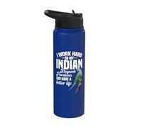 Parrot Lover Birdkeeping Work Hard Indian Ringneck Parakeet Stainless Steel Insulated Water Bottle