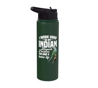 Parrot Lover Birdkeeping Work Hard Indian Ringneck Parakeet Stainless Steel Insulated Water Bottle