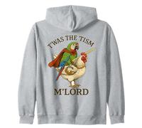 Parrot Macaw Bird Twas The Tism M'Lord Funny Autism Meme Zip Hoodie