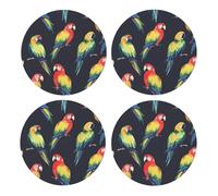 Parrot Mdf Cork Coasters Pcs, Absorbent Drink Coasters For Coffee, Tea And Glasses, Eco-Friendly Table Protection For Home And Office