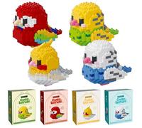 Parrot Mini Building Blocks Playset, 2Pcs Bird Building Blocks Set Parrot Micro Building Bricks Kit DIY Micro 3D Building Toy Decoration for Home and Office Particle Puzzle Birds Gifts for Boys Girls