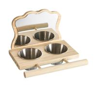 Parrot Mirror Perch - Chew Safe Cage Accessory, Stimulating Reflection Play Toy, Stable Standing Rest Bar, 6.3x4.76x3.35 inches Fun Feeding Cup Companion Setup | Lovebirds Finches Cockatoos Home