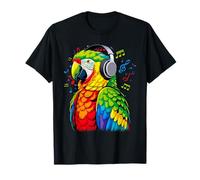 Parrot Music Art Headphones Musicians Animal Bird T-Shirt