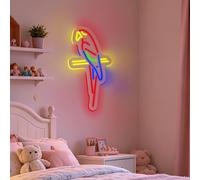 Parrot Neon Sign for Wall Décor USB Powered Parrot Signs with Dimmable LED Neon Light Sign for Living Room Bedroom Bar Club Game Room Birthday Party Decoration (Multicolor 9.1 * 17in)