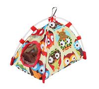 Parrot Nest Windproof Warm Snuggle Hut Cage Bed Cave for Pet Bird Canvas Material Owl Rabbit Design S L Size with Metal Hook (Small)
