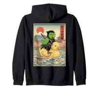 Parrot Ninja Japan Vintage Japanese Ukiyo-e Art Zip Hoodie