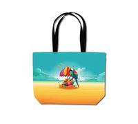 Parrot On A Beach Holiday Beach Shopper Tote Bag Warren Reed - Designer Yellow One Size