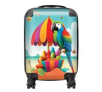 Parrot On A Beach Holiday Suitcase Warren Reed - Designer Yellow Mini Cabin