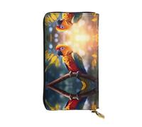 Parrot on a Branch Patterned Leather Long Wallet (7.5 * 4.1 inches) | Extra Large Multi-Function Compartment | Great Gift