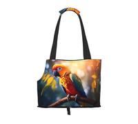 Parrot on a branch Printed pet shoulder bag for going out - small dog and cat dual-purpose shoulder bag