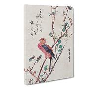 Parrot On A Plum Branch By Utagawa Hiroshige Canvas Print | Gallery Wrapped 30mm Frame Wall Art | 24x16 inches | Ready to Hang | Asian Animals Picture | Living Room Bedroom Lounge Office