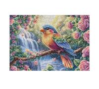 Parrot on Branch Over Waterfall 300 Piece Jigsaw Puzzle for Adults Jigsaw Bedroom Accent Decor Stress Relief Challenge Perfect Holiday Present Relaxation Tool 300 PCS