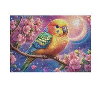 Parrot on Branch Under Moonlight 300-piece Jigsaw Puzzle Set Family Puzzle Lovers Brain Training Indoor Game Family Game Night Summer Gift Durable Board 300 PCS