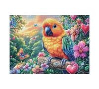 Parrot on Mossy Branch with Butterflies 500-piece Jigsaw Puzzle Set Family Puzzle Lovers Brain Training Indoor Game Family Game Night Summer Gift Durable Board 500 PCS