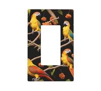 Parrot On The Branch Print 1 Gang Single Rocker Wall Panel Light Switch Plate Covers Wall Decor Home Decor For Kitchen Bathroom Bedroom 2.8x4.5 In