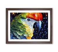 Parrot Painting Vol.2 Abstract Framed Print | A2 Walnut Framed Wall Art | Ready to Hang | Abstract Animal Picture | Living Room Bedroom Lounge Office