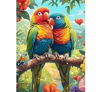 Parrot Pair with Hearts 500 Piece Jigsaw Puzzle for Adults Teens Wildlife Pet Post Work Wind Down Mind Calming Whimsical Design for Friends 500 PCS