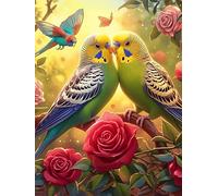 Parrot Pair with Roses 300 Piece Jigsaw Puzzle for Adults Teens Wildlife Pet Post Work Wind Down Mind Calming Whimsical Design for Friends 300 PCS