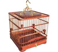 Parrot Parakeet Cage Traditional Chinese Style Wooden Bird Cage Classic Square Carved Bird Garden Decoration For Parakeets, Lovebirds, Conure, Grey