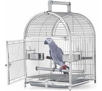 Parrot Parakeet Cage Wrought Iron Bird Carrier Parrot Bird Cage Stainless Steel Breathable Travel Cage Suitable For Extra Small Finch Zoo Love Bird For Parakeets, Lovebirds, African Grey, (Color:Grey)