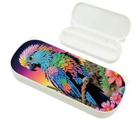 Parrot Pattern DIY Diamond Pencil Case Pen Brushes Accessories Travel Pencil Box,for Adult Beginners,Diamond Art Square Jewelry Gift for Women, Christmas Birthday Present