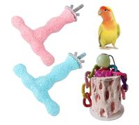 Parrot Perch, 2 PCS Bird Beak Grinding Stone with 1 Piece Calcium Stone Hanging Chew Toy Anti-Slip Nail Trimming Stick for Parrot Budgie Cockatiel