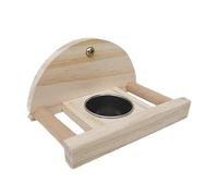 Parrot Perch Feeder - Wood Bird, Pet Treat Tray | Clamp-On Stainless Food Container, Removable Steel Bowl Attachment for Cage Setup For Parrots Parakeets Cockatiels and Finches