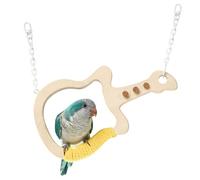 Parrot Perch - Interactive Guitar Toy Stand, Natural Wood Bird Swing, Fun Climbing and Grinding Play Toy for Parakeet Cockatiel Macaw African Grey Finch Lovebird or Cockatoo, 9.84x5.51 Inches