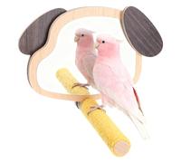 Parrot Perch - Puppy Ear Mirror, Rope Climbing Toy, Wooden Swing Ladder, Hanging Play Bar, Mental Exercise Stand | Parrot Perch Promotes Finch Cockatiel Parakeet Lovebird Activity And Boredom Preventi