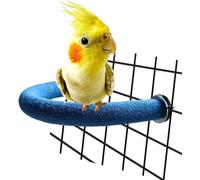 Parrot Perch Rough-surfaced - Quartz Sands Bird Cage Perches for Small Parakeets Cockatiels, Macaws, Parrots, Love Birds, Finches Cages Toy, U Shape (Blue S)