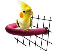 Parrot Perch Rough-surfaced - Quartz Sands Bird Cage Perches for Small Parakeets Cockatiels, Macaws, Parrots, Love Birds, Finches Cages Toy, U Shape (Red S)