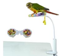 Parrot Perch Stand - Bendable Bird Rest, Feeding Station with Accessories, Interactive Toy Design, Cage Mount Setup, Bird Enrichment for Improving Climbing Activity, Foraging Behavior And Daily Mental