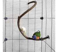 Parrot Perch Stand Bird Cage Stand Pole Natural Wild Grape Stick Grinding Paw Cage Accessories for Parakeet Cockatiels Budgies Conure Lovebirds Platform (S-Shaped)