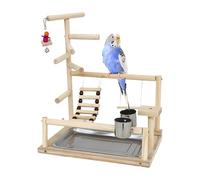 Parrot Perch Stand, Bird Play Gym Bird Rest Stand Durable Wood Stable Structure Metal Accessories Perch Climbing Toys 37x26x44cm Natural Wood Color For Phoenix Peonies Monks