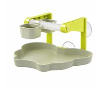 Parrot Perch Stand Bird Stand Perch Tray Feeder Window Mount With Suction Cups Butterfly Frame PP Materials Comfortable Wrapped Bar Built In Cups suitable for indoor use small birds 230x185x120mm