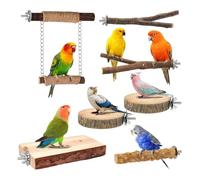 Parrot Perch | Wooden Bird Resting Tray Set | Conure Perch Swing | for Finch Conure Parrot Canary Parakeet Cockatiel Cockatoo Lovebird