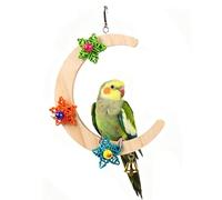 Parrot Perch, Wooden Hammock Shaped With A Chew Bell Star | Bird Swing For Cage - For Lovebird Canary Macaw African Grey Cockatoos Cockatoos Cockatiel Parrot