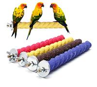 Parrot Perches, 4 Pcs Bird Wood Perch Stand Pet Paw Grinding Toys for Budgies Parakeet Cockatiels Conure