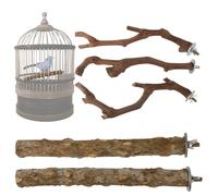 Parrot Perches - 5 Pieces of Interactive Wooden Toys for Play and Awakening, Natural Branches | for Parakeets Cockatiels and Parrots