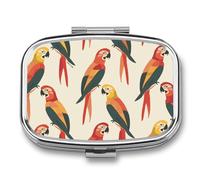 Parrot Pill Case Box with 2 Compartment Medicine Vitamin Organizer for Purse Pocket 5.5x4cm