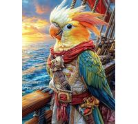 Parrot Pirate in Magical Forest 300 Piece Complete Premium Jigsaw Puzzle Fairy Tale Scenery Cartoon Collectors Mind Relaxation Educational Decorative Puzzle Gifts for Adults Premium Cardboard 300 PC