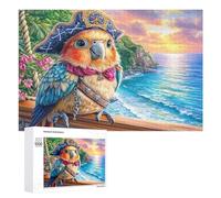 Parrot Pirate on Ship Deck 1000 Piece Jigsaw Puzzle for Couples Relaxing Indoor Time Brain Coordination Gift for Housewarming 1000 PCS