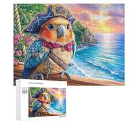 Parrot Pirate on Ship Deck 500 Piece Jigsaw Puzzle for Seniors Home Leisure Activity Cognitive Maintenance Gift for Elderly 500 PCS