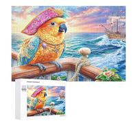 Parrot Pirate with Gold Chain on Sea 1000 Piece Jigsaw Puzzle for Seniors Indoor Activity Cognitive Engagement Gift for Holiday Season 1000 PCS
