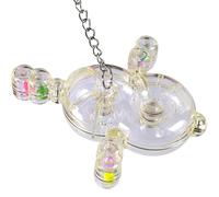 Parrot Play Accessory - rotating Toy Wheel, Clear Multi Hole Feeder, Engaging Activity Device | Safe flexible Construction, lovebird Conure African Grey Cage Mental Stimulation and Playtime Fun