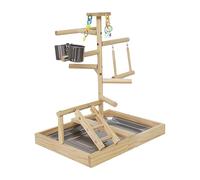 Parrot Play Gym Stand, Parrot Stand, Playground, Bird Seat Stand for Cage, Rocking Stairs Made of Natural Wood for Parakeets, Budgies and Budgies with Stand Pole