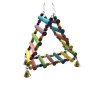 Parrot Play Perch Wooden Parrot Hanging Rainbow Hammock training Ladder Toys with Bells Bird Cage Pet Accessories for Large Small Birds(Color 1)